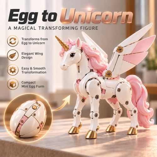 🦄 2-in-1 Transforming Mechanical Unicorn Egg – Winged Fantasy Figure!!!🔥