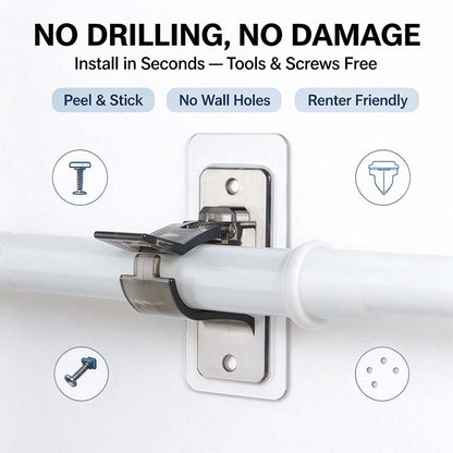 No-Drill Curtain Rod Brackets, Self-Adhesive Multifunctional Acrylic Gel Rod Holder Hooks 🏠