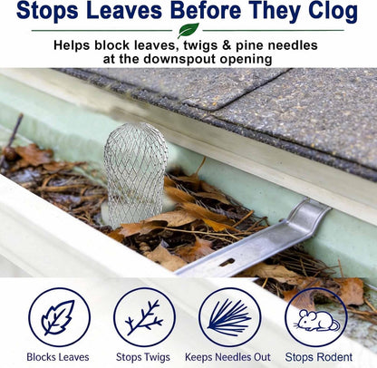 Aluminum Alloy Gutter Guard Filter, Roof Rain Gutter Downspout Strainer, Anti‐Clog Leaf Debris Catcher for Home Drainage System