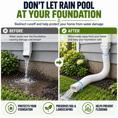 🏡 Flexible Rain Gutter Downspout Extension Kit  – Adjustable 22"-63" Drain Pipe with Leaf Filter for Foundation Protection