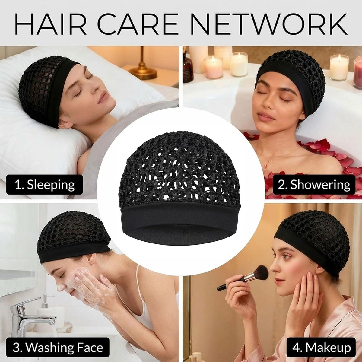 💖Hot 50% OFF🌹🌙 Stretchy Wide-Edge Sleeping Cap Set