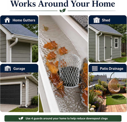 Aluminum Alloy Gutter Guard Filter, Roof Rain Gutter Downspout Strainer, Anti‐Clog Leaf Debris Catcher for Home Drainage System