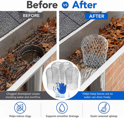 Aluminum Alloy Gutter Guard Filter, Roof Rain Gutter Downspout Strainer, Anti‐Clog Leaf Debris Catcher for Home Drainage System