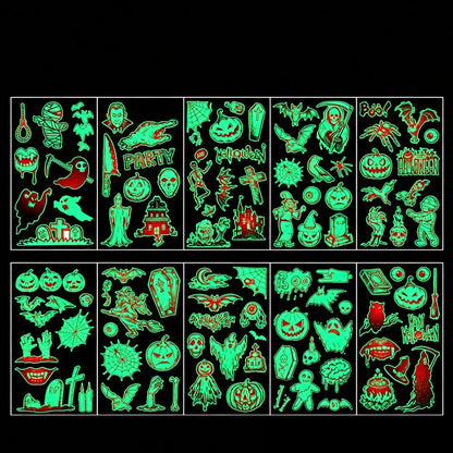 🎃💡 Light Up Your Halloween Look! Glow-in-the-Dark Temporary Tattoos | Waterproof & Fun Party Accessories