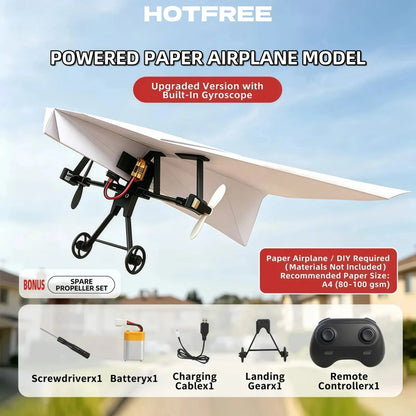 RC Paper Airplane Kit, Remote Control Plane with Gyro Stabilizer & Dual Propellers, DIY Foldable Flying Toy, Easy-to-Fly STEM Toy, Birthday Gift for Kids Boys & Adults