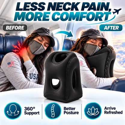 ✈️ LIMITED-TIME 50% OFF! 💨 Inflatable Travel Pillow | 360° Support – Soft Flocking, Quick Inflate, Compact