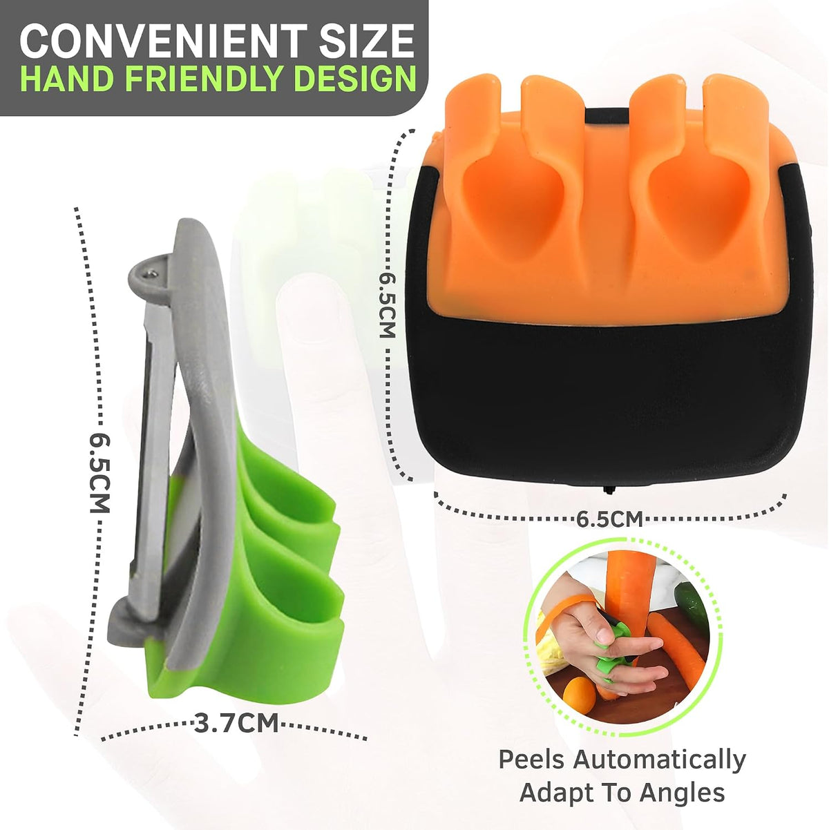 2 Pcs Hand Vegetable Peeler Palm Peeler Rubber Finger Grips